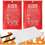 Couverture anti - feu en fibre de verre - virex� - lot de 2 - 1m x 1m - protection jusqu� 550�c - sac ...