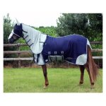 Couverture anti mouche avec couvre - cou et bonnet pour cheval qhp - bleu - 205 cm