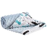 Medi partners couverture bbs 100% coton 75x100cm  double face pour poussette (cars et minky bleu clair) ...