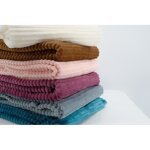 Couverture boudoir - domiva - gris bleu - 75 x 100 cm - velours c�tel� douce et chaude