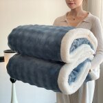 Couverture chaude double couche bubble fleece200x230cm plaid polaire �pais en flanelle et sherpa couverture ...