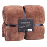 Couverture - feluna - couvre - lit en polaire - xxl 220x200 cm - marron - microfibre cachemire touch
