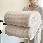 Couverture �paissie double couche bubble fleece150x200cm plaid polaire chaud en flanelle et sherpa couverture ...