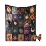 Couverture en flanelle imprim� soleil & lune 2d patchwork douce et chaude pour canap� lit voiture bureau ...
