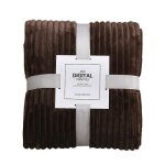 Couverture - flanelle - marron - 150x200 cm - texture ray�e - polyester de haute qualit�