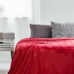 Plaid en microfibre polaire rouge - couverture confortable et pratique - 200 x 220 cm