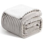 Couverture polaire sherpa 150�200 cm beige �paisse et confortable jet� canap� / lit hiver label