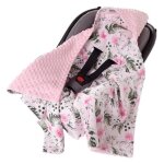 Couverture sige pour auto 100% coton 85x85cm couverture douillette pour poussette (fleur rose claire ...