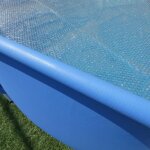 Couverture solaire piscine gris silver - edenea - ovale - 304x549 cm - 215 microns - recoupable