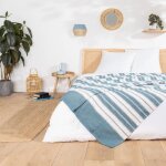 Couvre lit 1 personne 180 x 220 cm coton / polyester jacquard abby bleu Couvre lit 1 personne 180 x 220 cm coton / polyester jacquard abby bleu