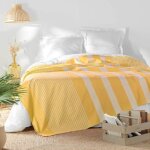 Couvre lit 1 personne 180 x 220 cm coton / polyester tisse adele curry Couvre lit 1 personne 180 x 220 cm coton / polyester tisse adele curry