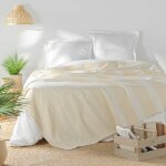 Couvre lit 1 personne 180 x 220 cm coton / polyester tisse adele naturel