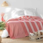 Couvre lit 1 personne 180 x 220 cm coton / polyester tisse adele rose Couvre lit 1 personne 180 x 220 cm coton / polyester tisse adele rose