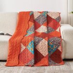 Couvre - lit 140x200 cm rouge et orange l�ger patchwork multicolore en microfibre belle couverture de ...