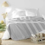 Couvre lit 2 personnes 240 x 260 cm coton / polyester tisse adele gris