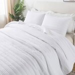 Couvre lit 2 personnes 300x270 cm blanc dessus de lits douce jet� de lit boutis couverture matelass� ...