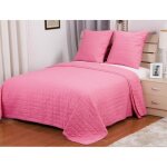Couvre - lit - ut - 220x240 cm - 100% microfibre - 2 taies 60x60 cm - rose