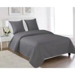 Couvre - lit boutis - gris fonc - 220x240cm - 3 pices - 100% polyester - confortable