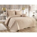 Couvre - lit boutis brod ? lit 2 places ? 3 pices (230x250cm) ? beige