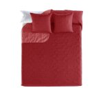 Couvre - lit boutis - casa - 270x260 cm - rouge grenat - uni - bouti + coj. vegas - 100% polyester