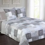 Alpes blanc - couvre lit courchevel gris 230x250 + 2 taies 65x65