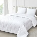 Alpes blanc - couvre lit broderies gomtriques blanc 180x240 cm - boutis matelass lgant pour lit ...