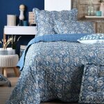 Couvre lit - julianne - 2m40 x 2m60 - bleu - 100% polyester - lavable en machine