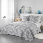 Couvre lit - mezaline - 240x260cm - 100% polyester - gris - 2 housses 60x60cm