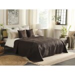 Couvre - lit en polyester avec deux coussins 200 x 220 cm marron rayen Couvre - lit en polyester avec deux coussins 200 x 220 cm marron rayen