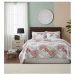 Couvre lit + taies 220 x 240 cm oc�an corail