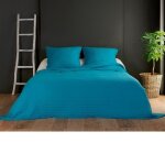 Couvre lit et taie matelasss bleu 250x260 cm