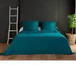Couvre lit et taie matelasss vert emeraude 180x240 cm