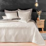 Couvre - lit velours uni solange - 220 x 240 cm - naturel + 2 housses de coussins 60x60 cm