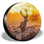 Housse de pneu de secours universelle en polyester - sunset deer - 14 pouces Housse de pneu de secours universelle en polyester - sunset deer - 14 pouces