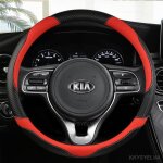 Couvre - volant - juste - rouge - cuir - fibre de carbone - compatible kia ceed sportage picanto cerato ...