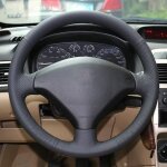 Couvre volant de voiture cousu main en cuir noir pour peugeot 307 2001 2008 307 sw 2005 2008 black line ...