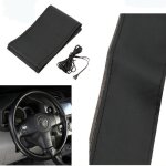 Couvre volant de voiture cuir noir pose facile housse pu diy 38 cm