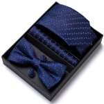 Cravate homme - luxe - w76 - bleu - soie - coffret cadeau mariage