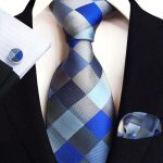 Cravate homme tissée jacquard mouchoirs de poche boutons de manchette 3 pièces plaid carreau Cravate homme tissée jacquard mouchoirs de poche boutons de manchette 3 pièces plaid carreau