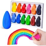 Crayons de cire - non toxiques - 12 couleurs - lavables - pour enfants - � partir de 3 ans