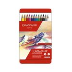 Crayon de couleur - caran dache - supracolor soft - coffret mtal - 12 couleurs