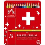 Crayons de couleur - caran dache - swisscolor - tui mtal de 18 - mine 28mm - bois de cdre