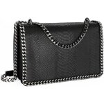 Sac bandoulire serpent - crazychic - sac epaule chanes cuir pu femme - sac soire tendance - noir