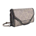 Crazychic - sac bandoulire chane femme - pochette soire cuir daim mtallis paillette - basace sac ...