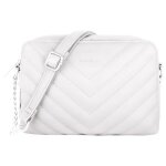 Sac bandoulire femme - crazychic - cuir pu matelass - sac epaule 2 compartiments - blanc