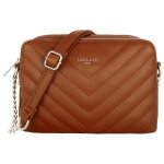 Sac bandoulire femme - crazychic - cuir pu matelass - sac epaule 2 compartiments - marron cognac