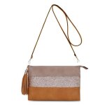 Crazychic - sac bandoulire paillette cuir multicolore femme - pochette soire souple plate sacoche trousse ...