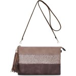 Crazychic - sac bandoulire paillette cuir multicolore femme - pochette soire souple plate sacoche trousse ...