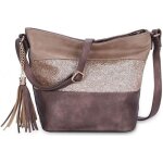 Crazychic - sac bandoulire paillette femme - sacoche besace fourre - tout cuir souple port main epaule ...