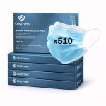 Crazychic - x510 masque chirurgical m�dical bleu type iir - certifi� ce norme en14683 masque 3 plis protection ...